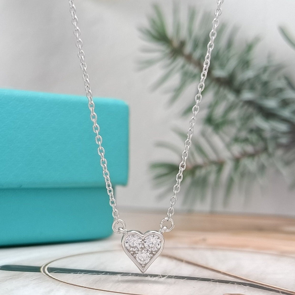 [Hyrra Jewelry]HEART 3 DIAMONDS PEDANT NECKLACE