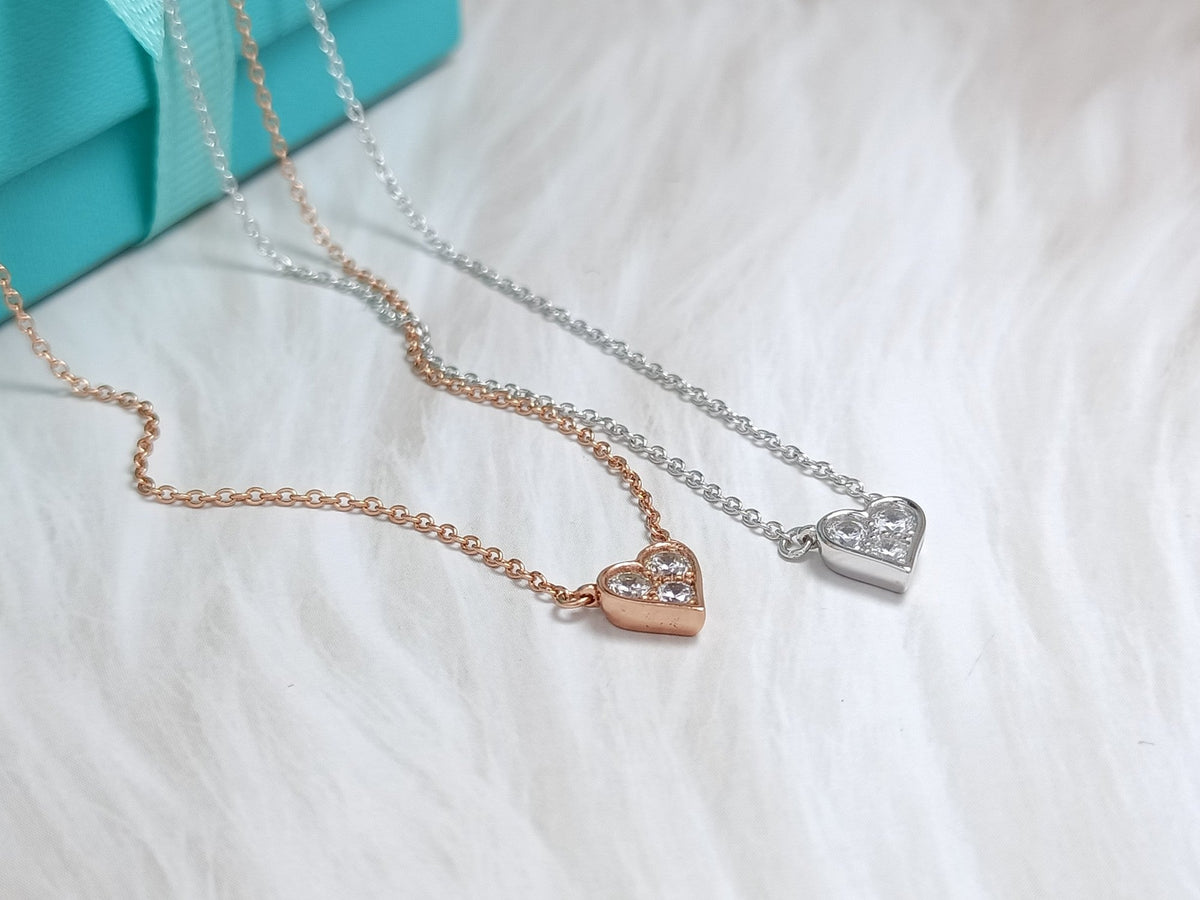 [Hyrra Jewelry]HEART 3 DIAMONDS PEDANT NECKLACE