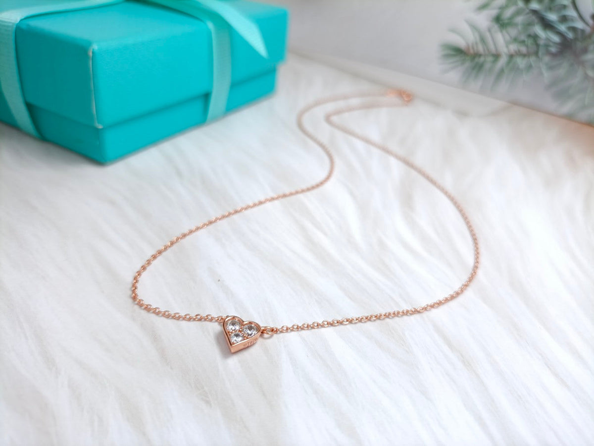 [Hyrra Jewelry]HEART 3 DIAMONDS PEDANT NECKLACE