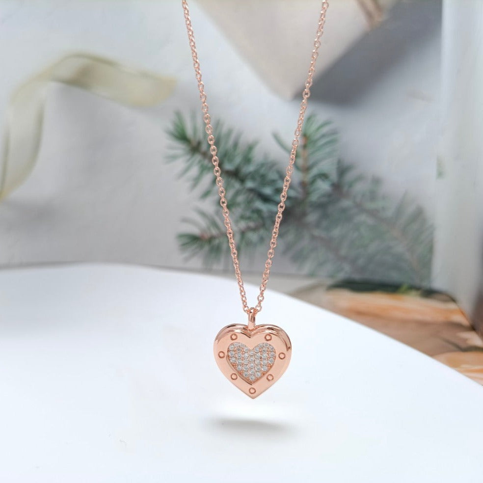 [Hyrra Jewelry]HEART DIAMONDS PEDANT NECKLACE