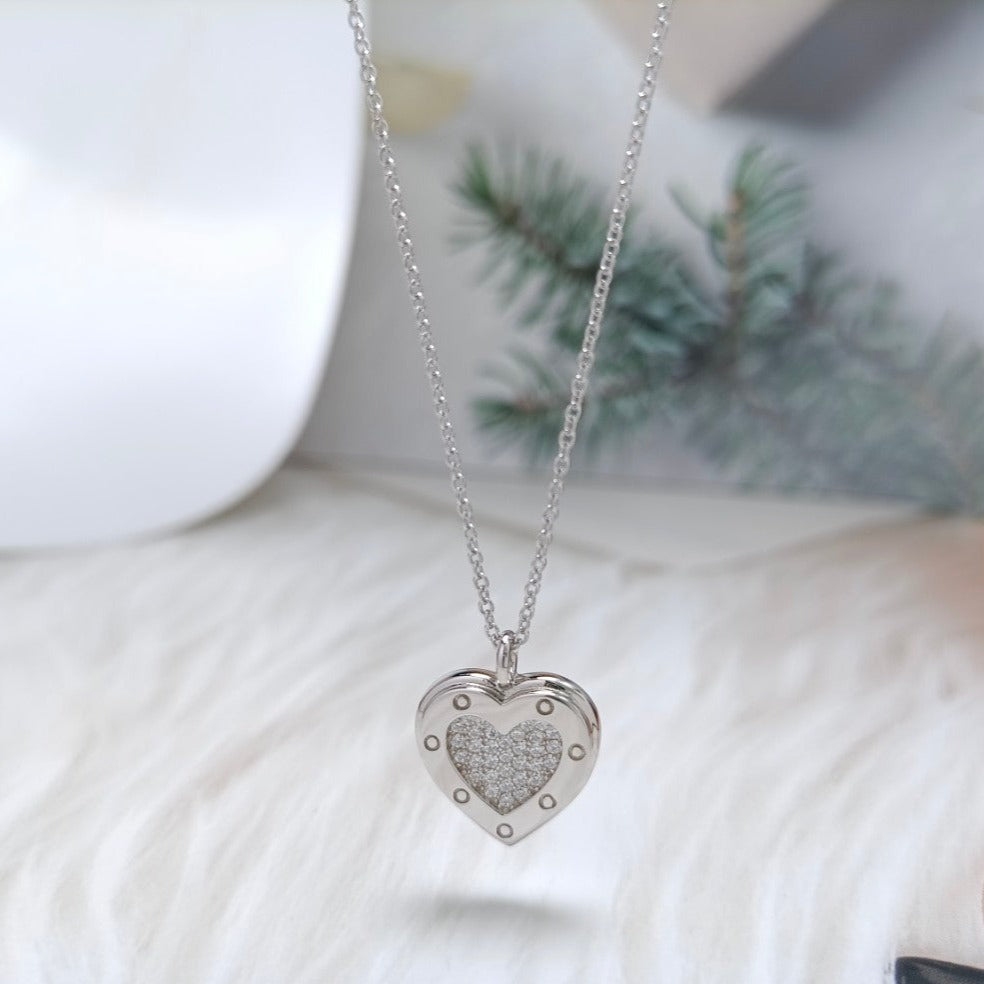 [Hyrra Jewelry]HEART DIAMONDS PEDANT NECKLACE