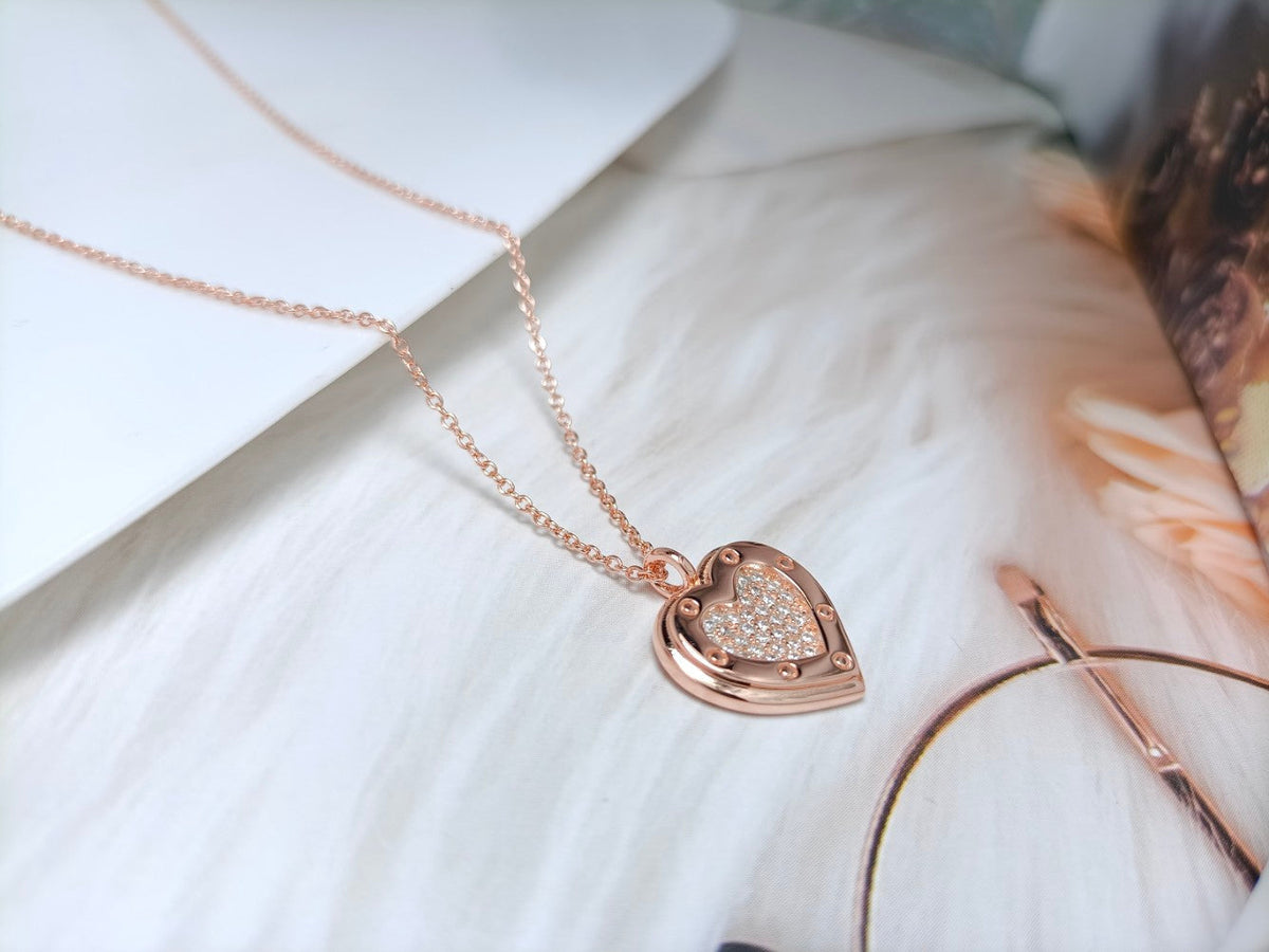 [Hyrra Jewelry]HEART DIAMONDS PEDANT NECKLACE