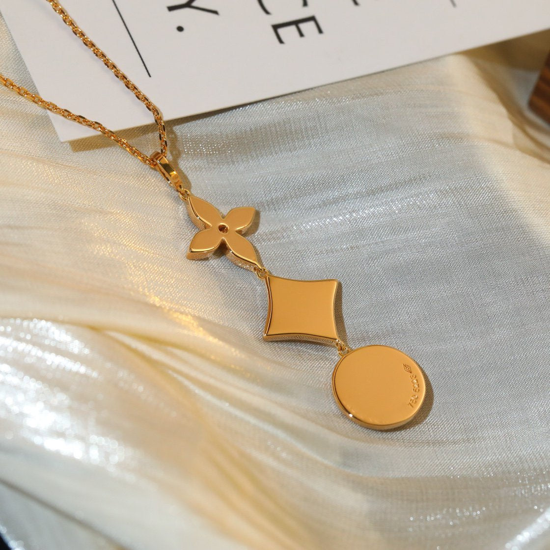 [⭐Hyrra Jewelry]STAR AND SUN DIAMOND PINK GOLD NECKLACE