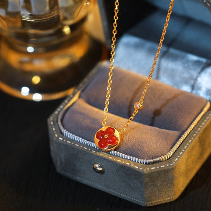 [⭐Hyrra Jewelry]SUN PEDANT PINK GOLD 1 DIAMOND NECKLACE