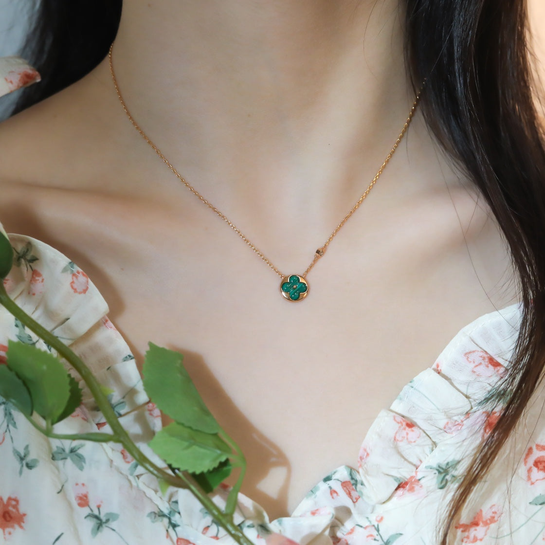 [⭐Hyrra Jewelry]SUN PEDANT PINK GOLD 1 DIAMOND NECKLACE