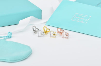 [Hyrra Jewelry]OPEN HEART STUD DIAMOND EARRINGS