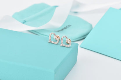 [Hyrra Jewelry]OPEN HEART STUD DIAMOND EARRINGS