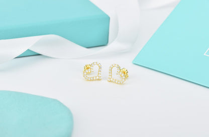 [Hyrra Jewelry]OPEN HEART STUD DIAMOND EARRINGS