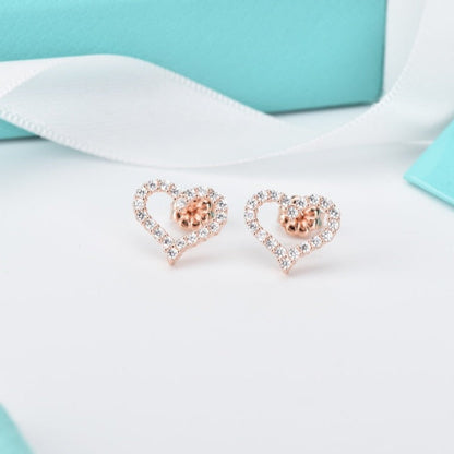 [Hyrra Jewelry]OPEN HEART STUD DIAMOND EARRINGS
