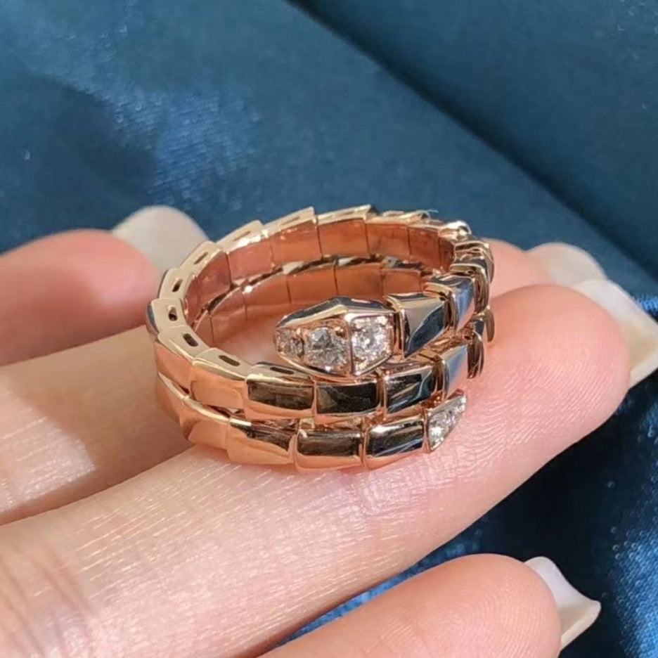 [⭐Hyrra Jewelry]SERPENTS DOUBLE ROW DIAMOND RING