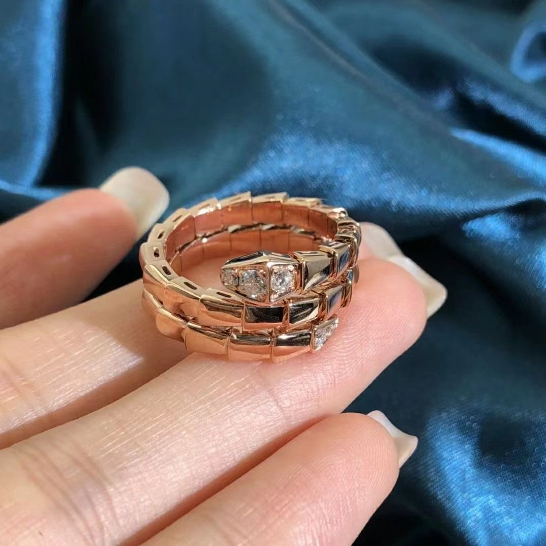 [⭐Hyrra Jewelry]SERPENTS DOUBLE ROW DIAMOND RING