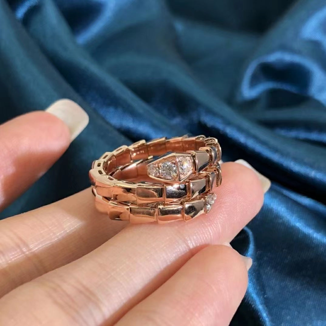 [⭐Hyrra Jewelry]SERPENTS DOUBLE ROW DIAMOND RING