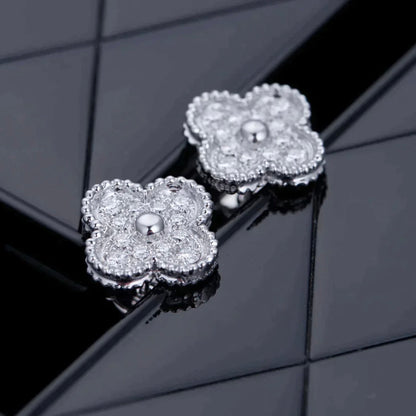 [⭐Hyrra Jewelry]CLOVER 1 MOTIFS DIAMOND STUD EARRINGS SILVER