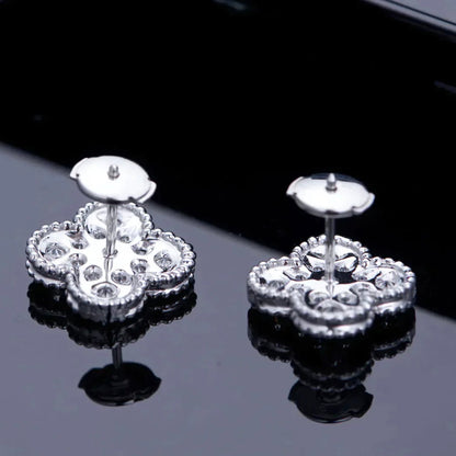 [⭐Hyrra Jewelry]CLOVER 1 MOTIFS DIAMOND STUD EARRINGS SILVER