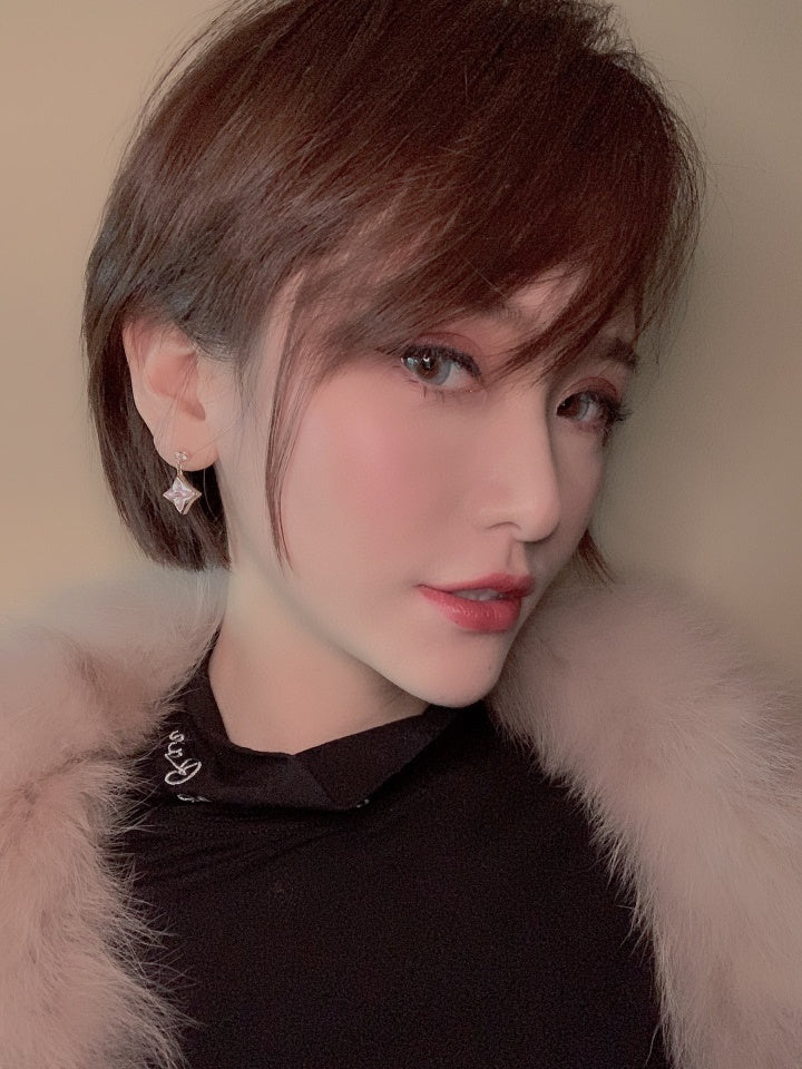 [⭐Hyrra Jewelry]DOUBLE STAR PINK GOLD MOP DROP EARRINGS