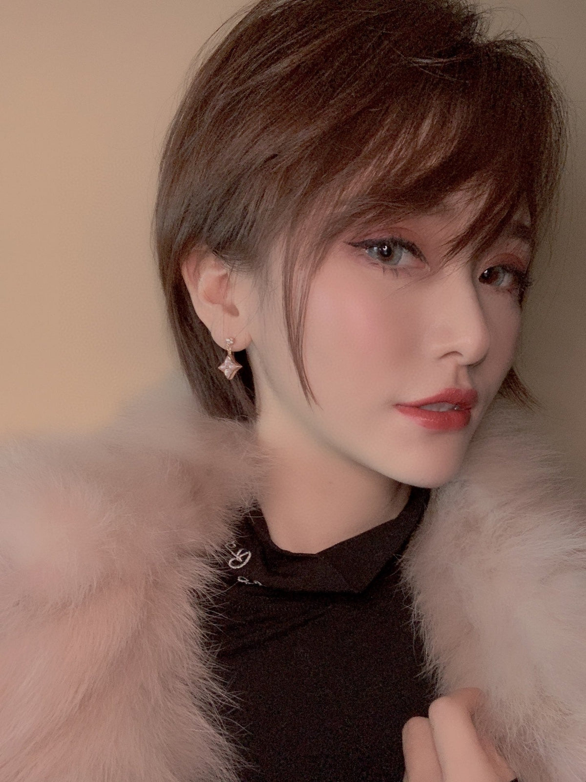 [⭐Hyrra Jewelry]DOUBLE STAR PINK GOLD MOP DROP EARRINGS