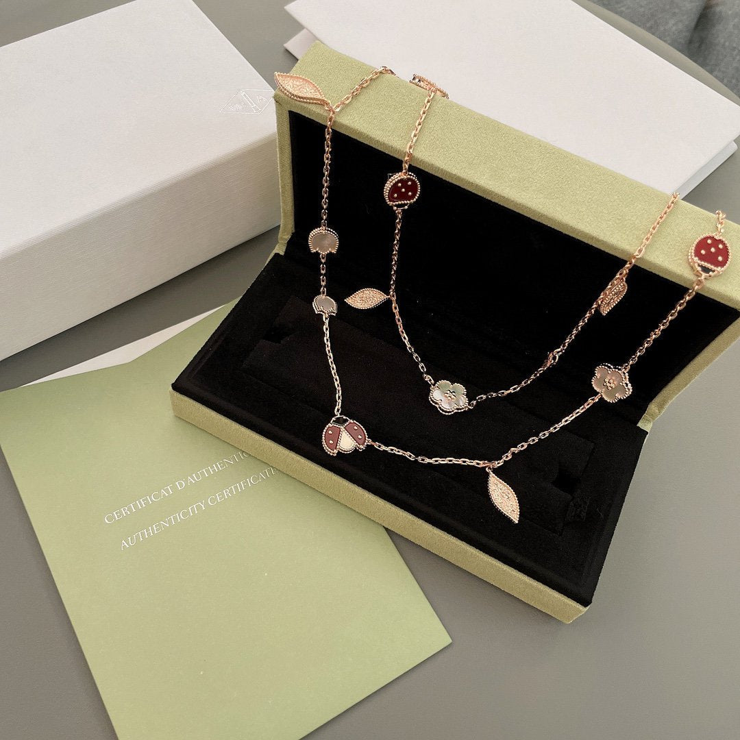 [⭐Hyrra Jewelry]LUCKY SPRING 15 MOTIFS ROSE GOLD NECKLACE