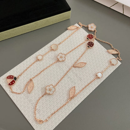[⭐Hyrra Jewelry]LUCKY SPRING 15 MOTIFS ROSE GOLD NECKLACE