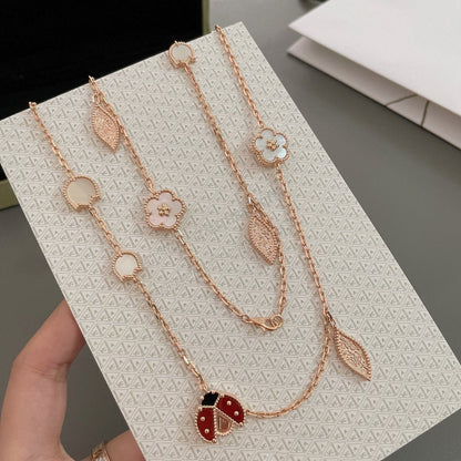 [⭐Hyrra Jewelry]LUCKY SPRING 15 MOTIFS ROSE GOLD NECKLACE