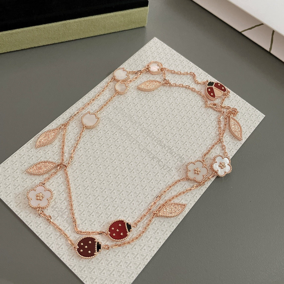 [⭐Hyrra Jewelry]LUCKY SPRING 15 MOTIFS ROSE GOLD NECKLACE