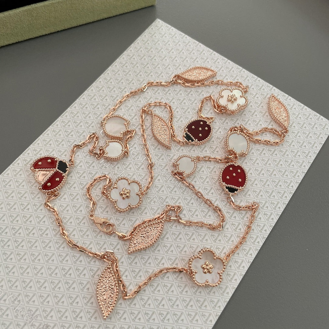 [⭐Hyrra Jewelry]LUCKY SPRING 15 MOTIFS ROSE GOLD NECKLACE