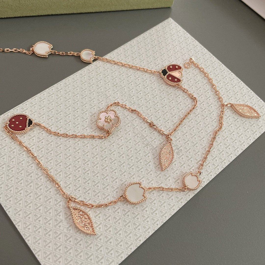 [⭐Hyrra Jewelry]LUCKY SPRING 15 MOTIFS ROSE GOLD NECKLACE