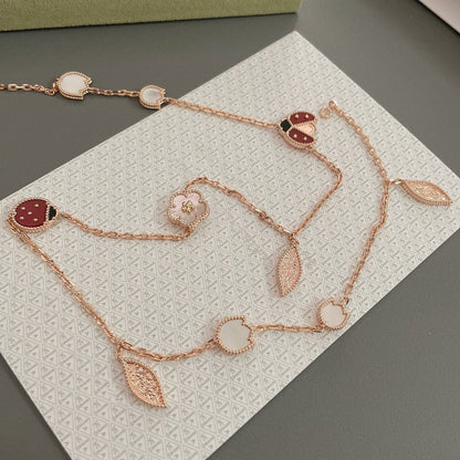 [⭐Hyrra Jewelry]LUCKY SPRING 15 MOTIFS ROSE GOLD NECKLACE