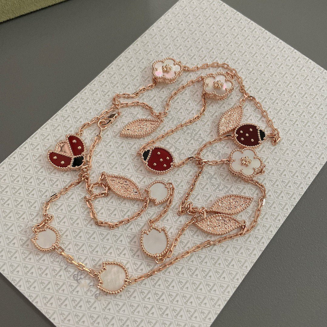 [⭐Hyrra Jewelry]LUCKY SPRING 15 MOTIFS ROSE GOLD NECKLACE