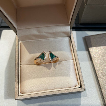 [⭐Hyrra Jewelry]DREAM MALACHITE DIAMOND OPEN RING