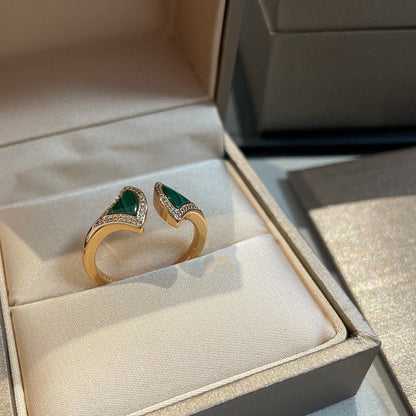 [⭐Hyrra Jewelry]DREAM MALACHITE DIAMOND OPEN RING