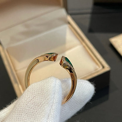 [⭐Hyrra Jewelry]DREAM MALACHITE DIAMOND OPEN RING