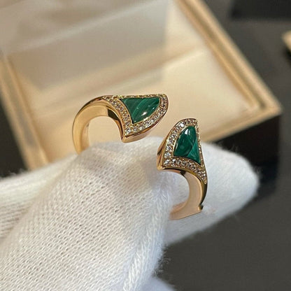 [⭐Hyrra Jewelry]DREAM MALACHITE DIAMOND OPEN RING
