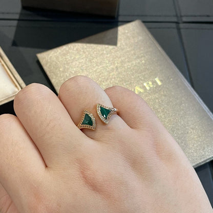 [⭐Hyrra Jewelry]DREAM MALACHITE DIAMOND OPEN RING