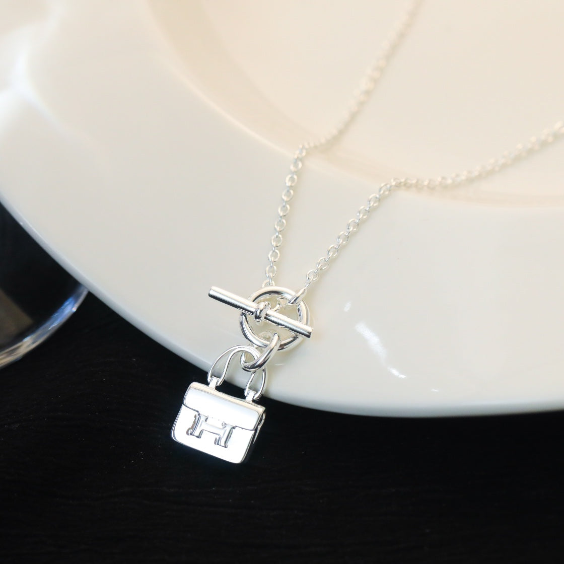 [⭐Hyrra Jewelry]POP H PEDANT SILVER NECKLACE