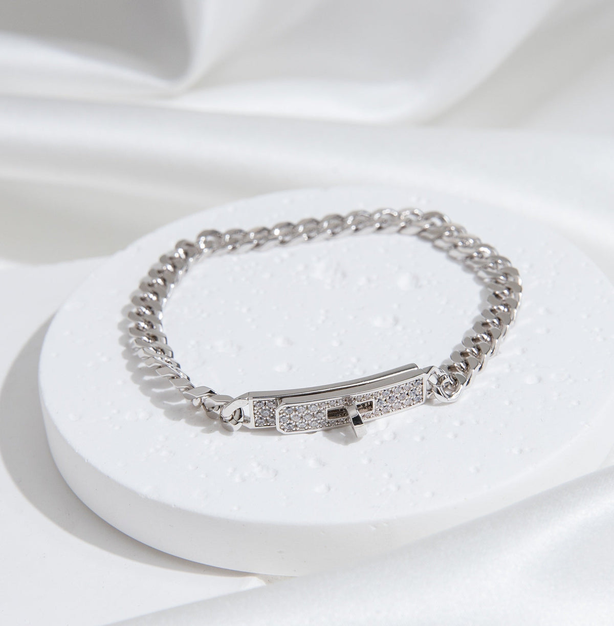 [⭐Hyrra Jewelry]KELLY CHAIN SILVER DIAMOND BRACELET