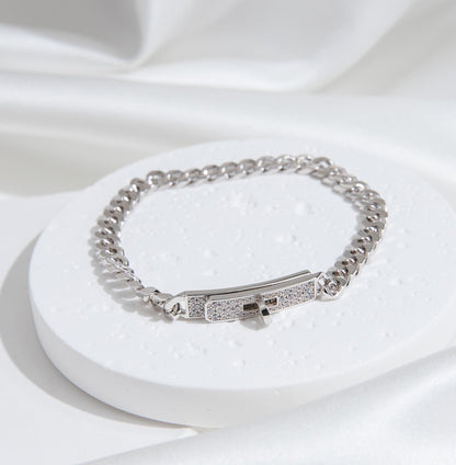 [⭐Hyrra Jewelry]KELLY CHAIN SILVER DIAMOND BRACELET