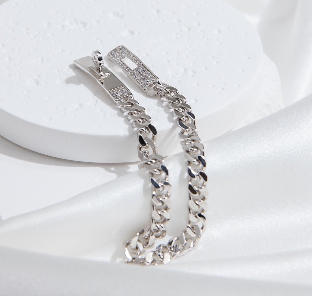 [⭐Hyrra Jewelry]KELLY CHAIN SILVER DIAMOND BRACELET