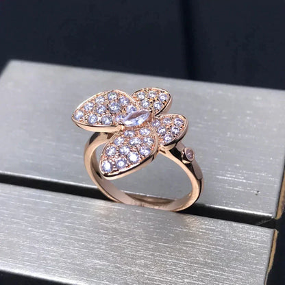 [⭐Hyrra Jewelry]BUTTERFLY PINK GOLD DIAMOND RING