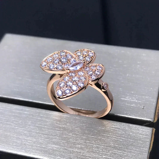 [⭐Hyrra Jewelry]BUTTERFLY PINK GOLD DIAMOND RING