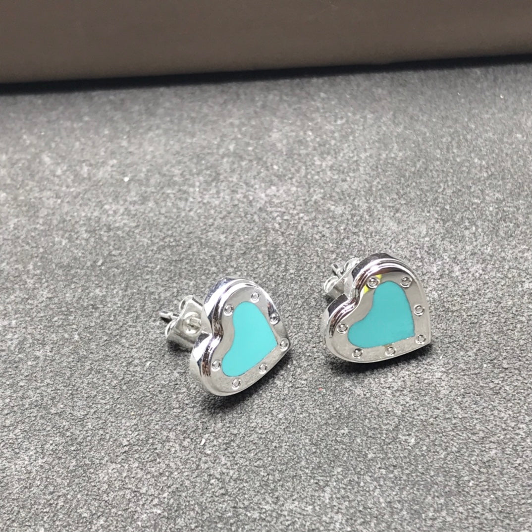 [Hyrra Jewelry]HEART STUD SILVER EARRINGS