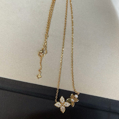 [⭐Hyrra Jewelry]STAR BLOSSOM NECKLACE PINK GOLD DIAMONDS