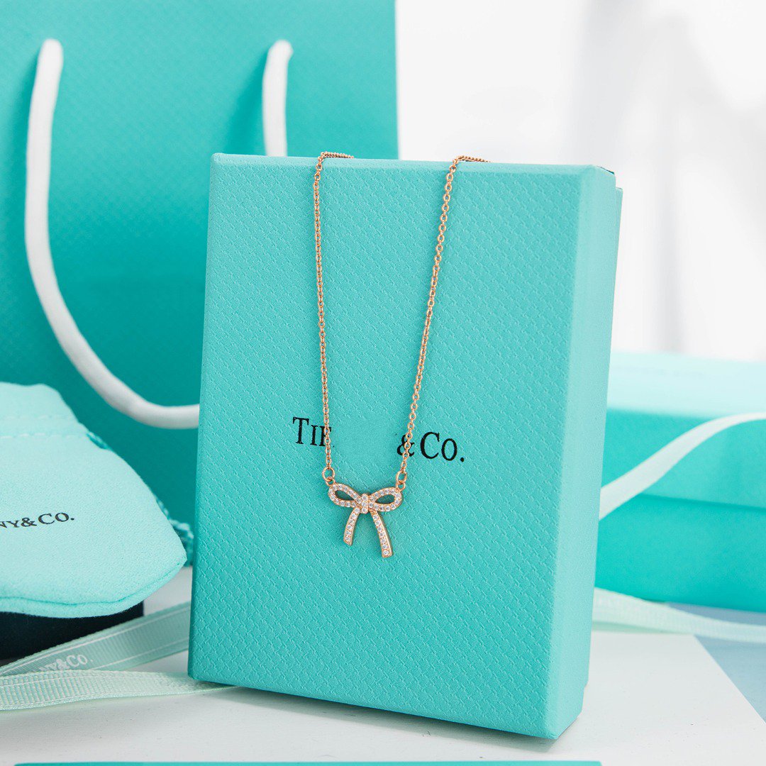 [Hyrra Jewelry]RIBBON NECKLACE BOW PENDANT DIAMOND CHARM CHAIN