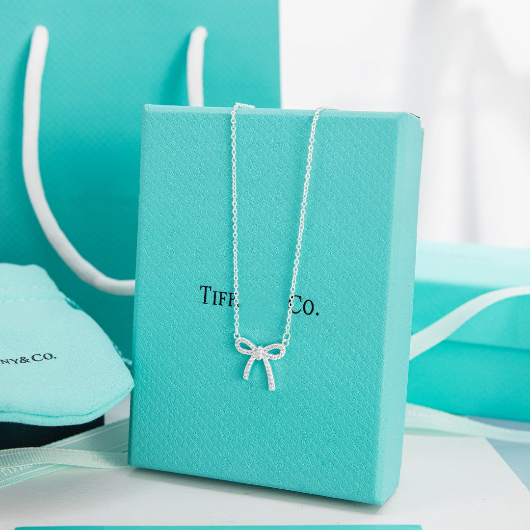 [Hyrra Jewelry]RIBBON NECKLACE BOW PENDANT DIAMOND CHARM CHAIN