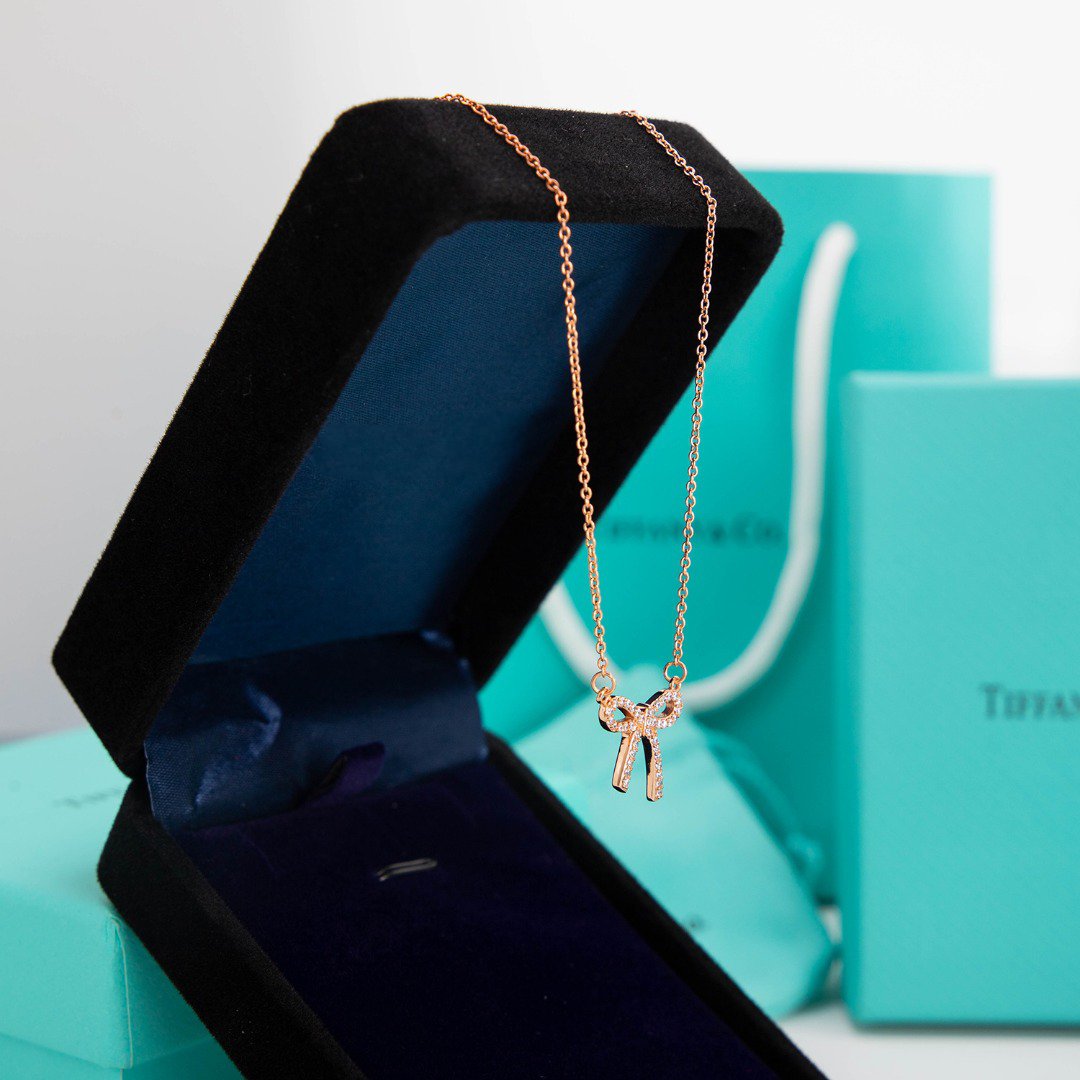 [Hyrra Jewelry]RIBBON NECKLACE BOW PENDANT DIAMOND CHARM CHAIN