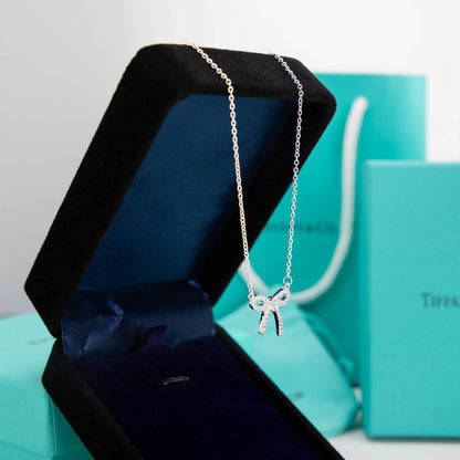 [Hyrra Jewelry]RIBBON NECKLACE BOW PENDANT DIAMOND CHARM CHAIN