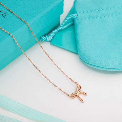 [Hyrra Jewelry]RIBBON NECKLACE BOW PENDANT DIAMOND CHARM CHAIN