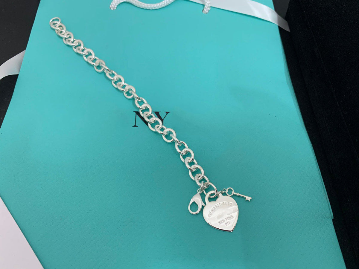 [Hyrra Jewelry]KEY HEART CARD CHUNKY INTERLOCKING BRACELET LENGTH