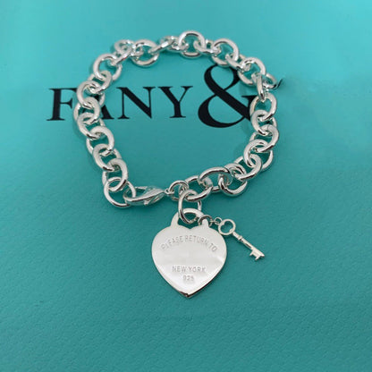 [Hyrra Jewelry]KEY HEART CARD CHUNKY INTERLOCKING BRACELET LENGTH