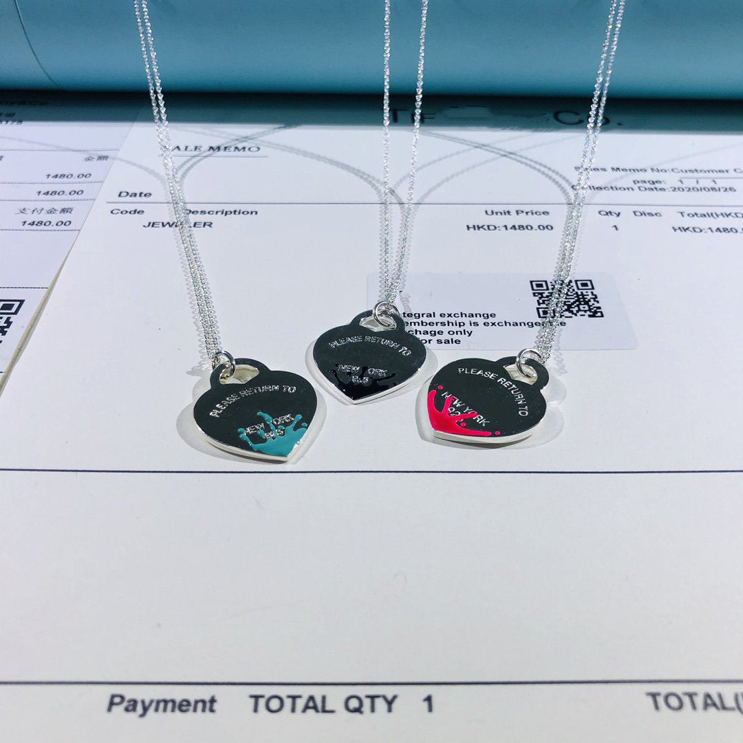 [Hyrra Jewelry]COLOUR HEART SPLASH TAG NECKLACE