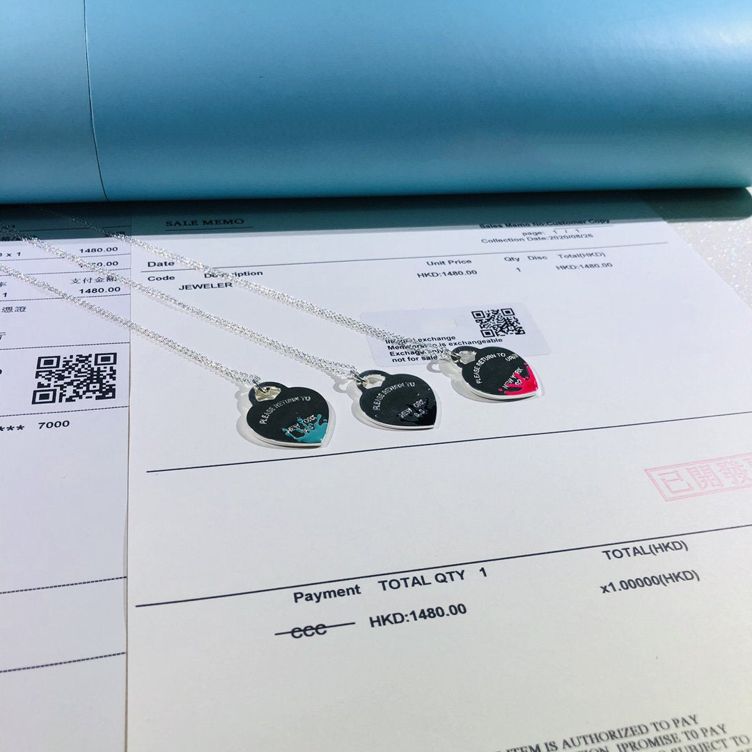 [Hyrra Jewelry]COLOUR HEART SPLASH TAG NECKLACE